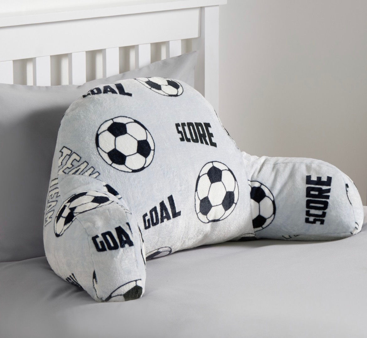 Kids Football Fleece Cuddle Cushion – Grey