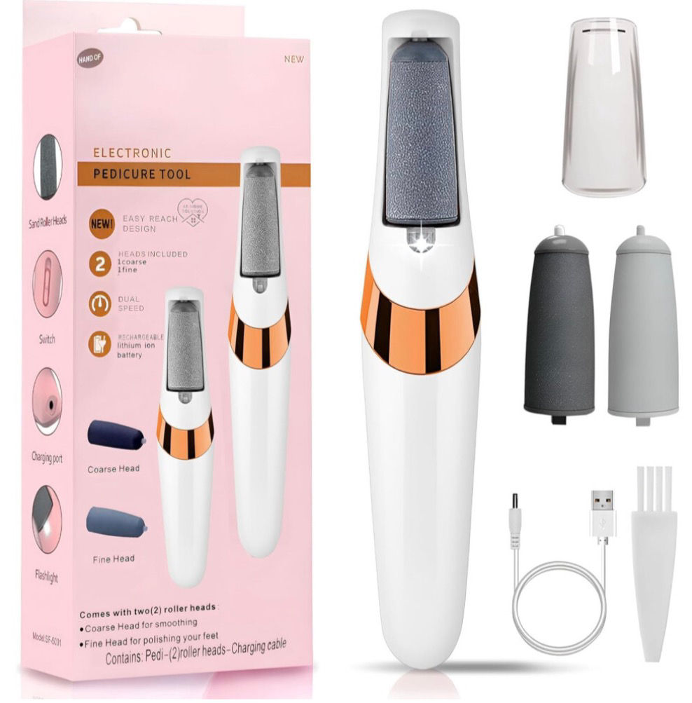 Rechargeable Electric Foot File Callus Remover – Professional Pedicure Kit for D