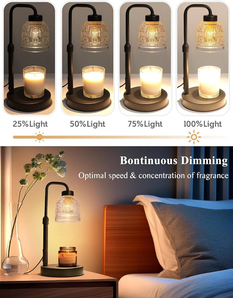 Thumbnail: Dimmable Candle Warmer Lamp with Timer – Flameless Wax Melter