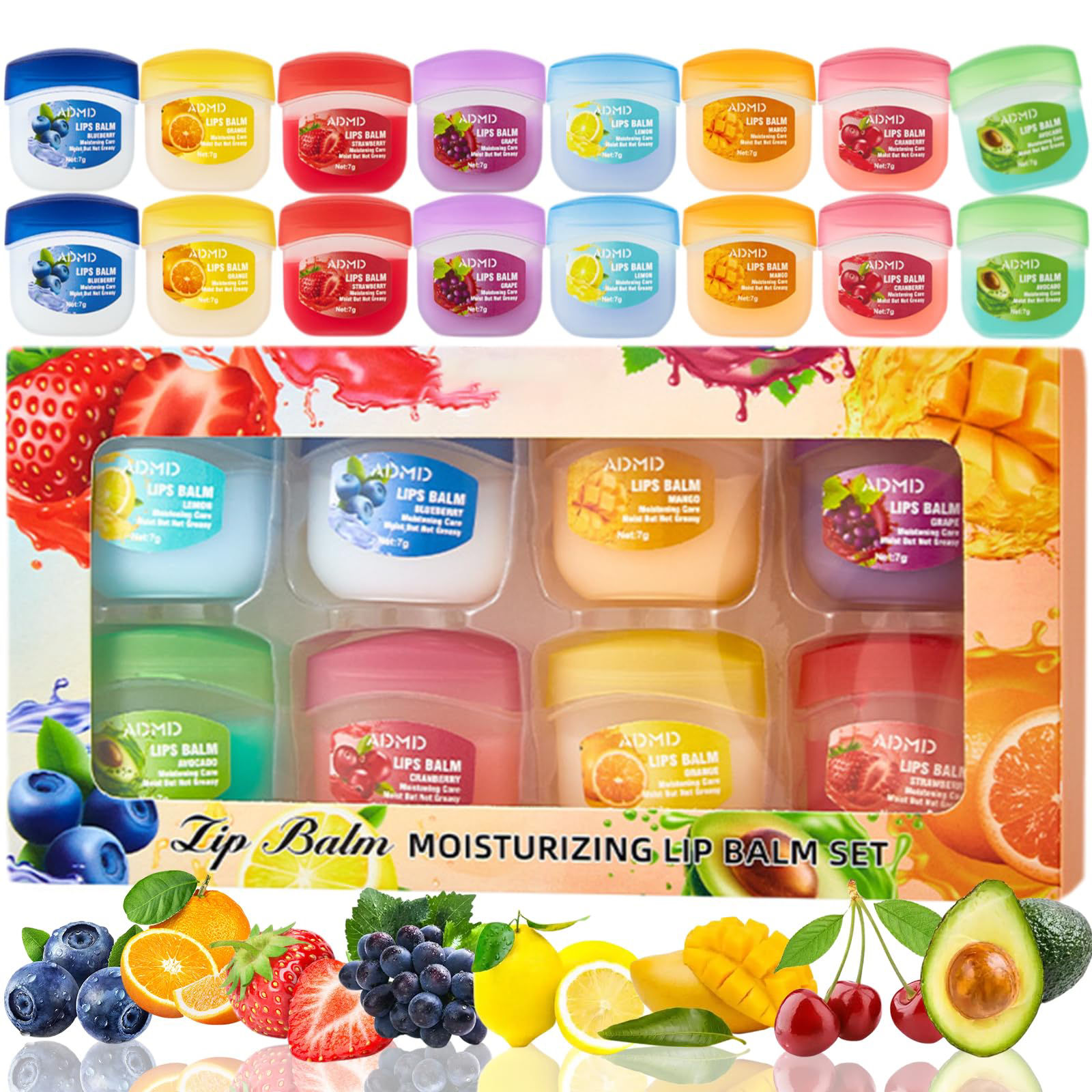 16 Piece Fruity Lip Balm Set – 8 Flavours