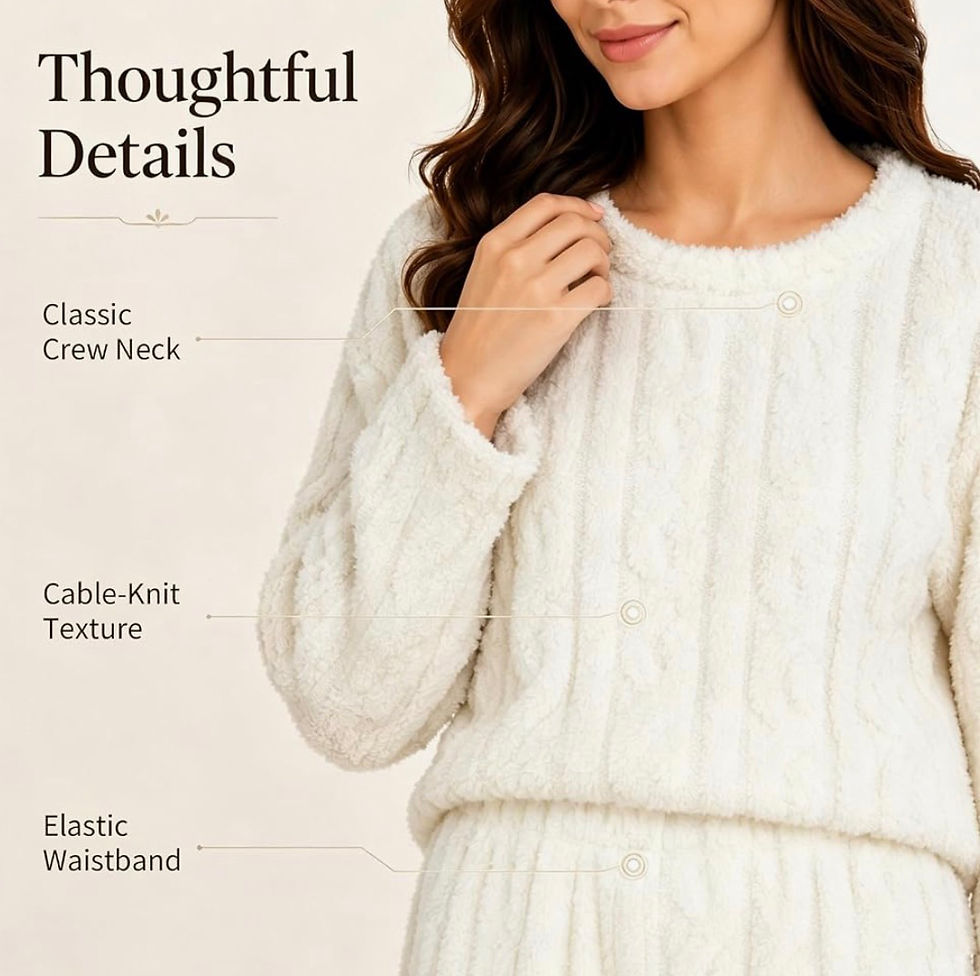 Thumbnail: Women’s Cream Fluffy Fleece Pyjama Set – 2 Piece