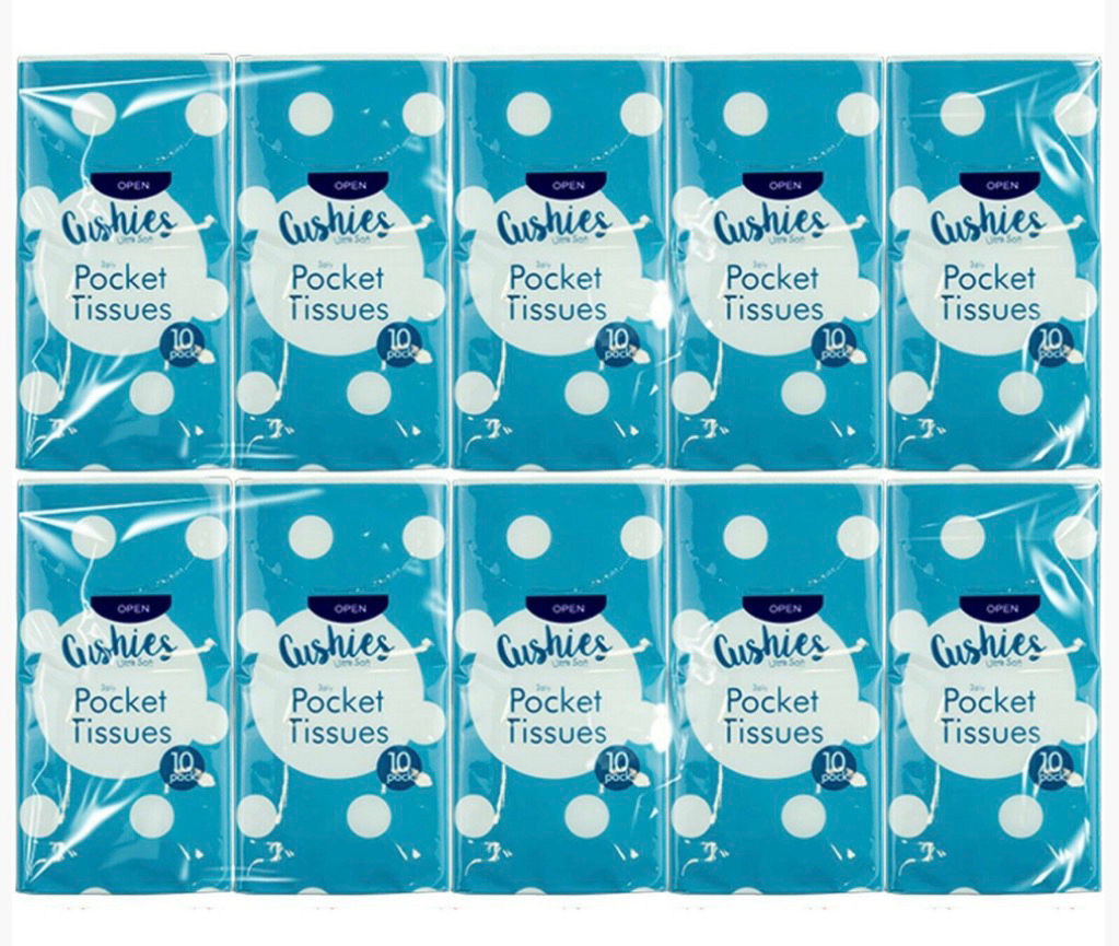 10 Pack 3 Ply Pocket Tissues Soft Strong Travel Tissues