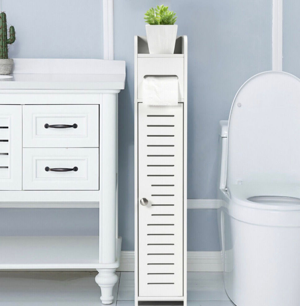 Wood Bathroom Storage Cabinet with Toilet Roll Holder