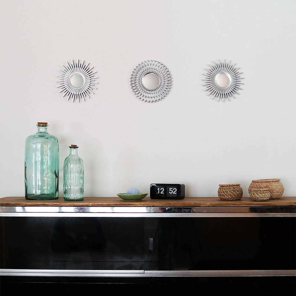 Thumbnail: Pack of 3 Round Silver Wall Mirrors – Decorative Home Wall Art, 25cm
