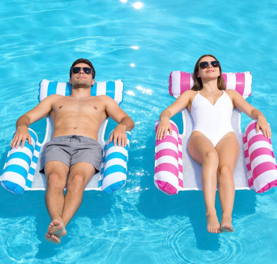 Set of 2 Inflatable Floating Water Hammocks – Pool Lounger Chairs