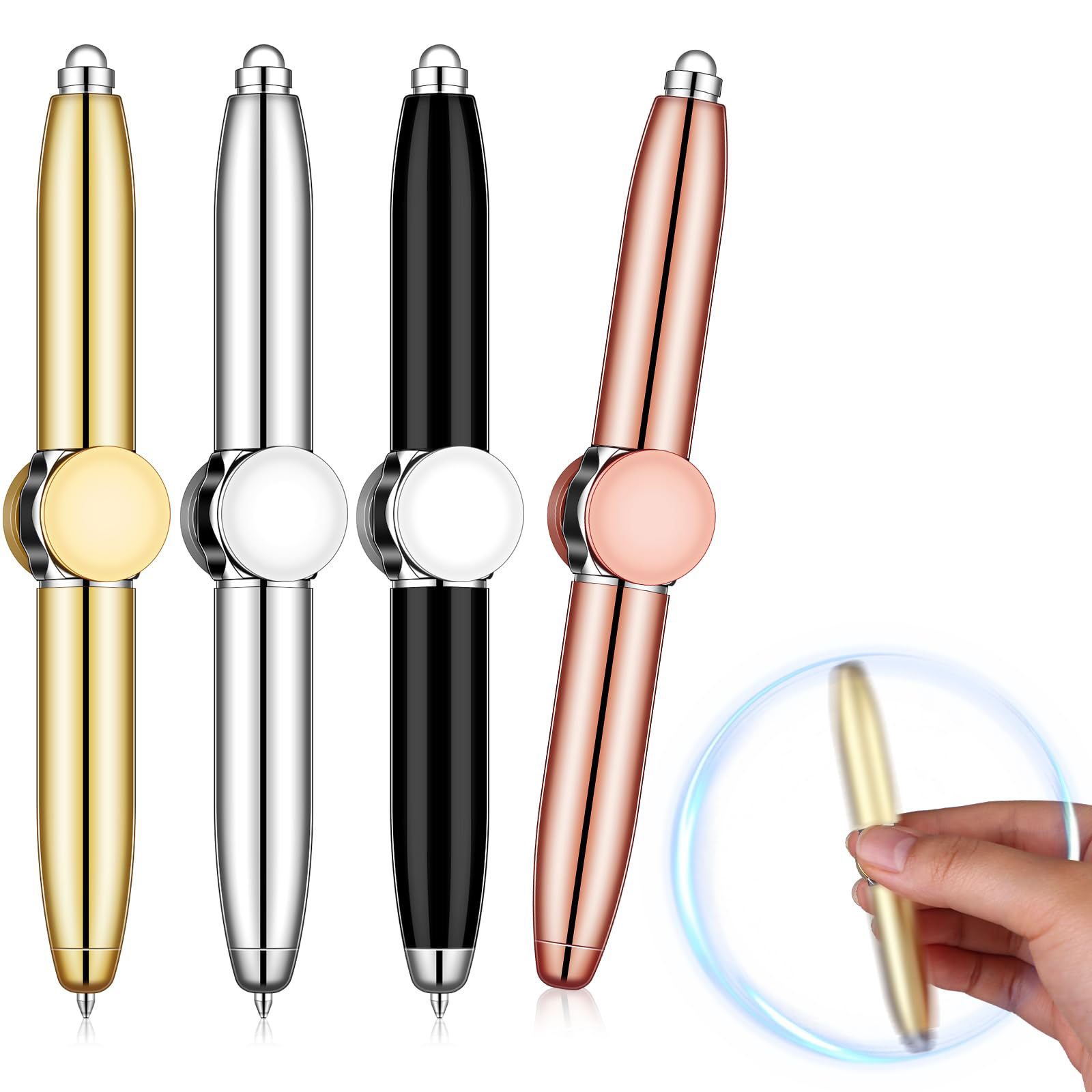 Fidget Spinner Pens with LED Light – 4 Pack