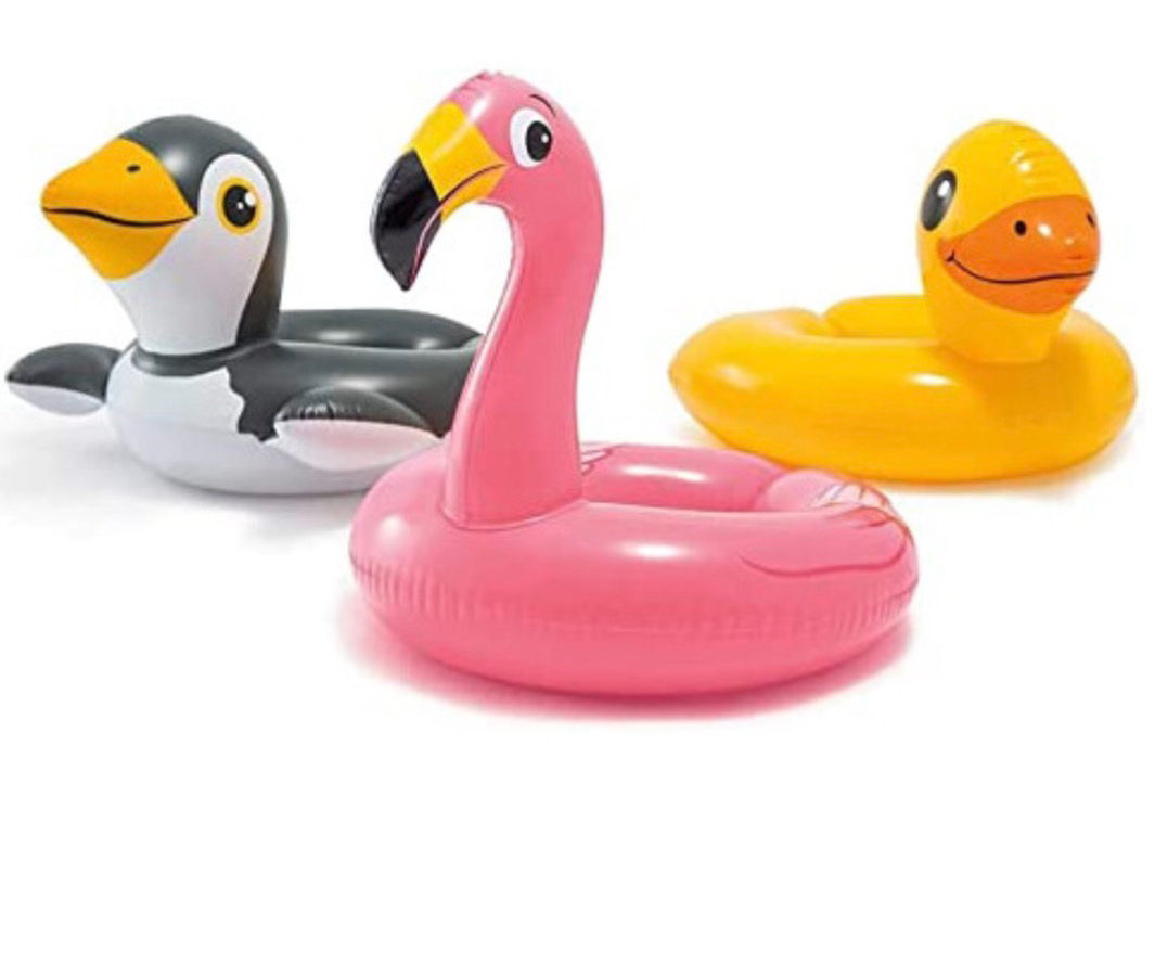 Kids Inflatable Animal Pool Floats 3 Pack Penguin,Duck, Flamingo