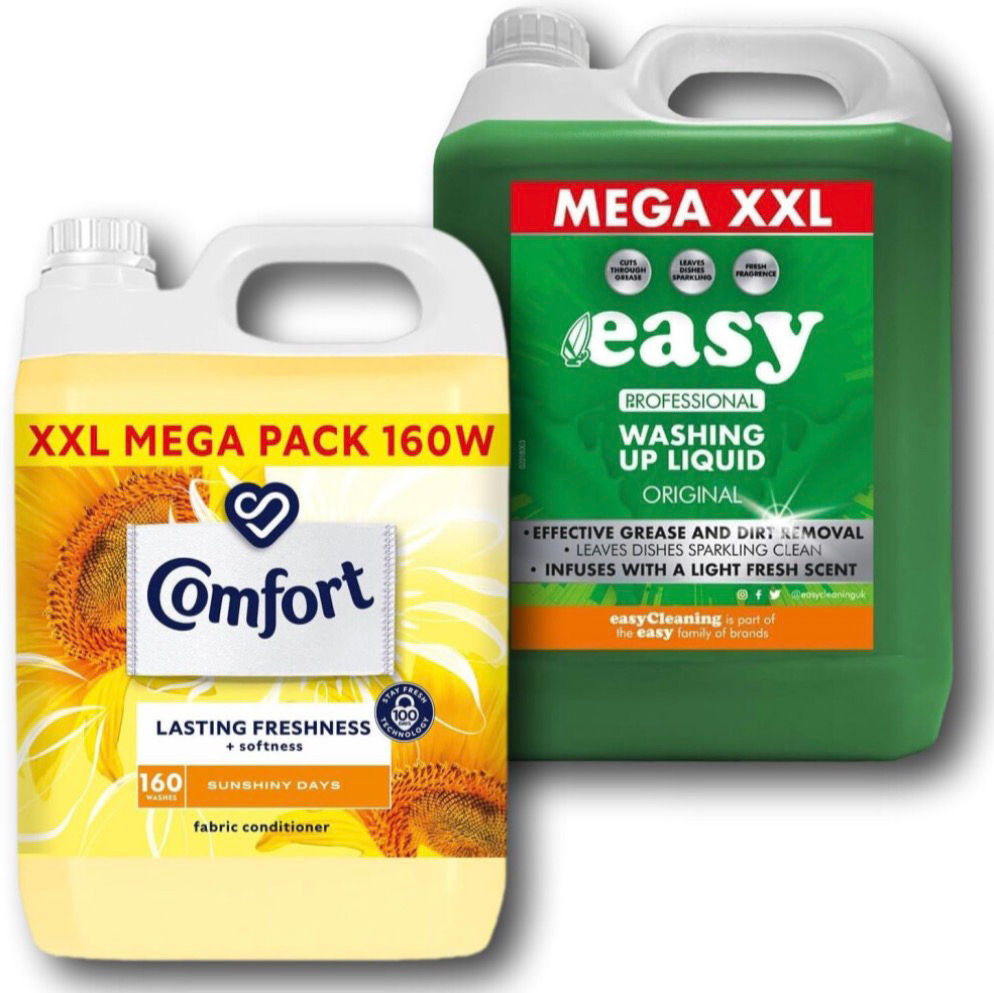 Comfort Sunshiny Fabric Conditioner 160w & Easy Washing Up Liquid 5L