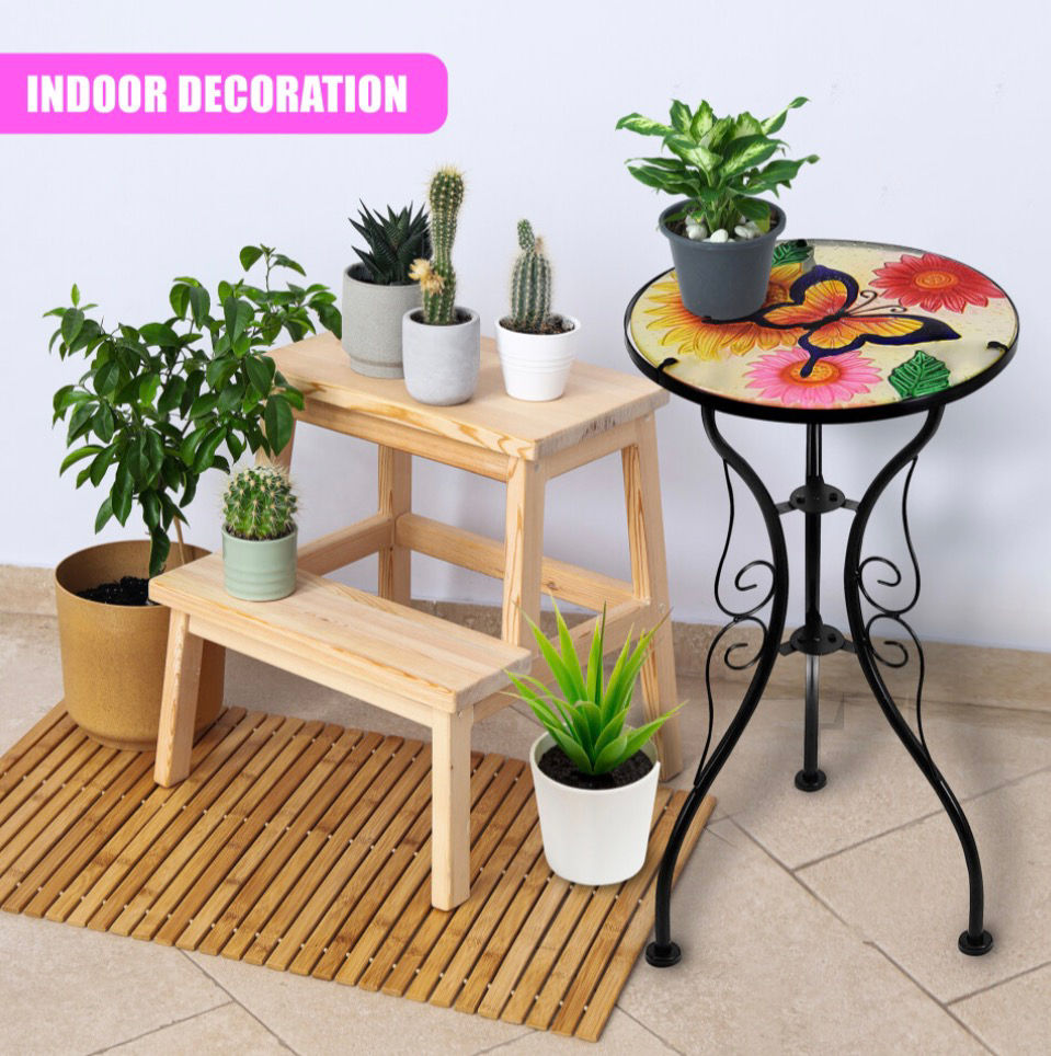 Thumbnail: Flowers & Butterfly Mosaic Garden Side Table