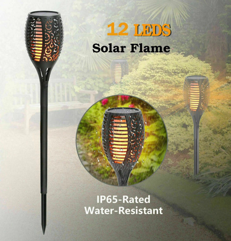 Thumbnail: 4pk Flickering Flame-Style Garden Solar Lights