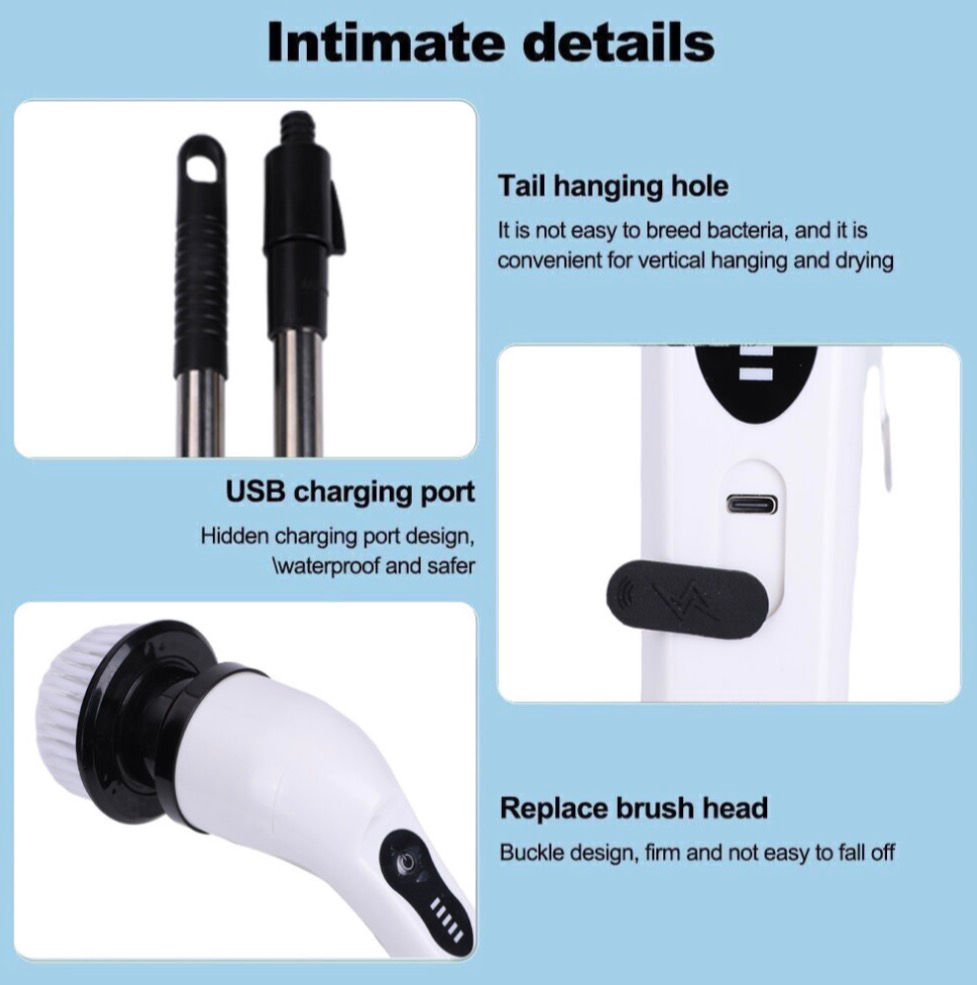 Thumbnail: Cordless Electric Spin Scrubber with 9 Brush Heads for Bathroom Cleaning