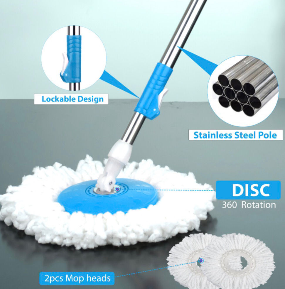 Thumbnail: 360° Magic Spin Mop & Bucket Set with 2 Microfibre Mop Heads