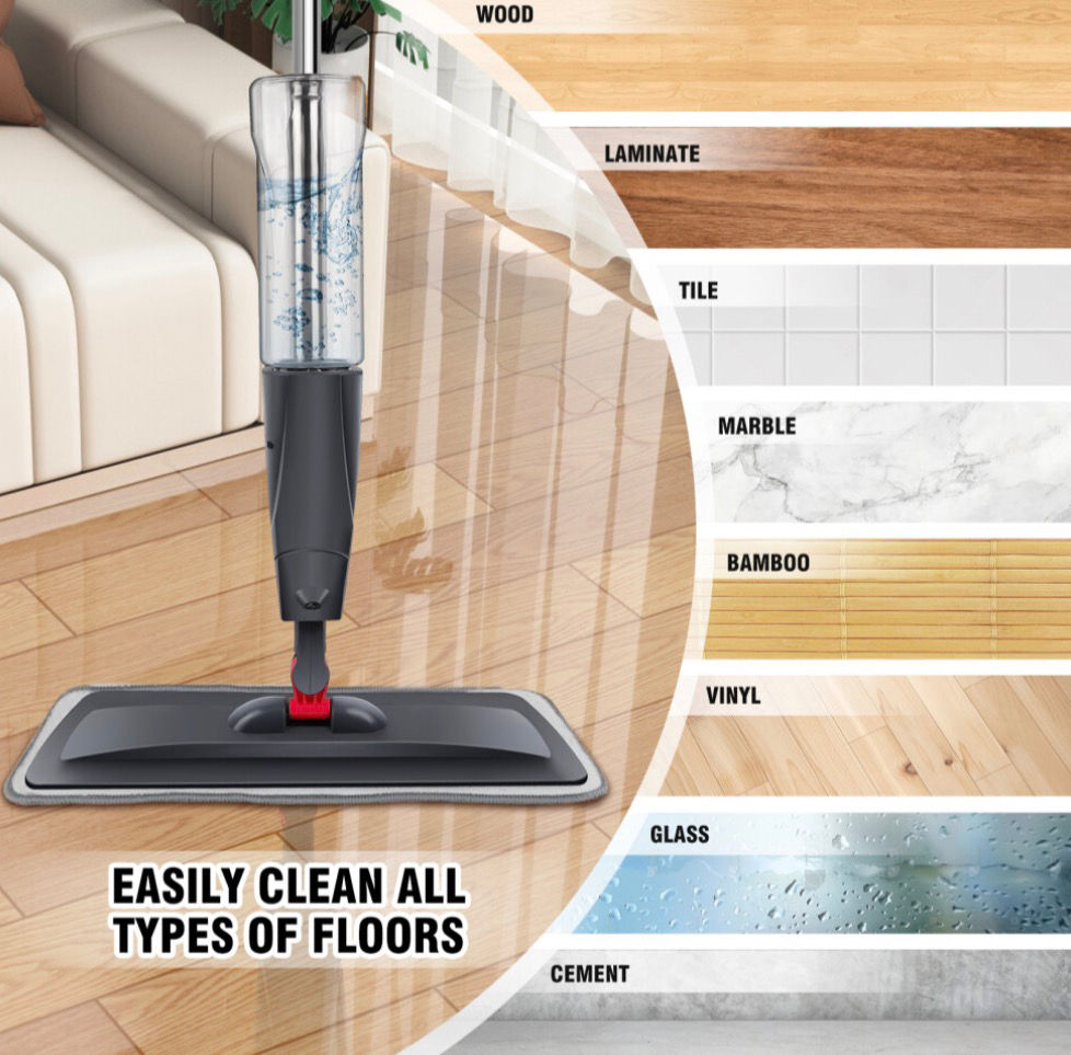 Thumbnail: 360° Spin Spray Mop with 700ml Refillable Water Tank – Grey