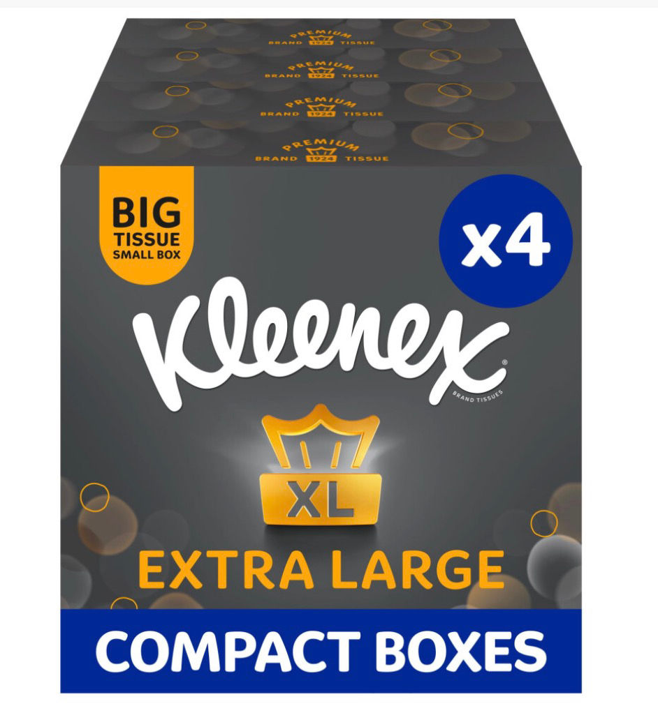 Kleenex Extra Large Compact Facial Tissues 4 Pack 3 Ply
