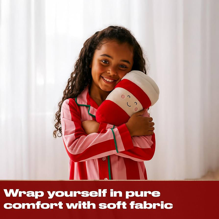 Thumbnail: Burgundy & White Coffee Cup Plush Microwavable Heat Pad