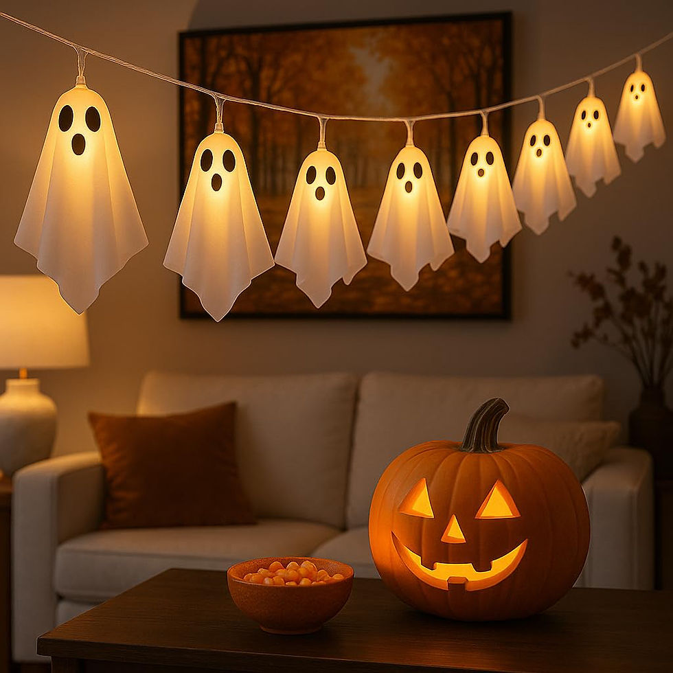 Thumbnail: Halloween Ghost String Lights – 10 LED Fabric Ghost Lights with 8 Lighting Modes