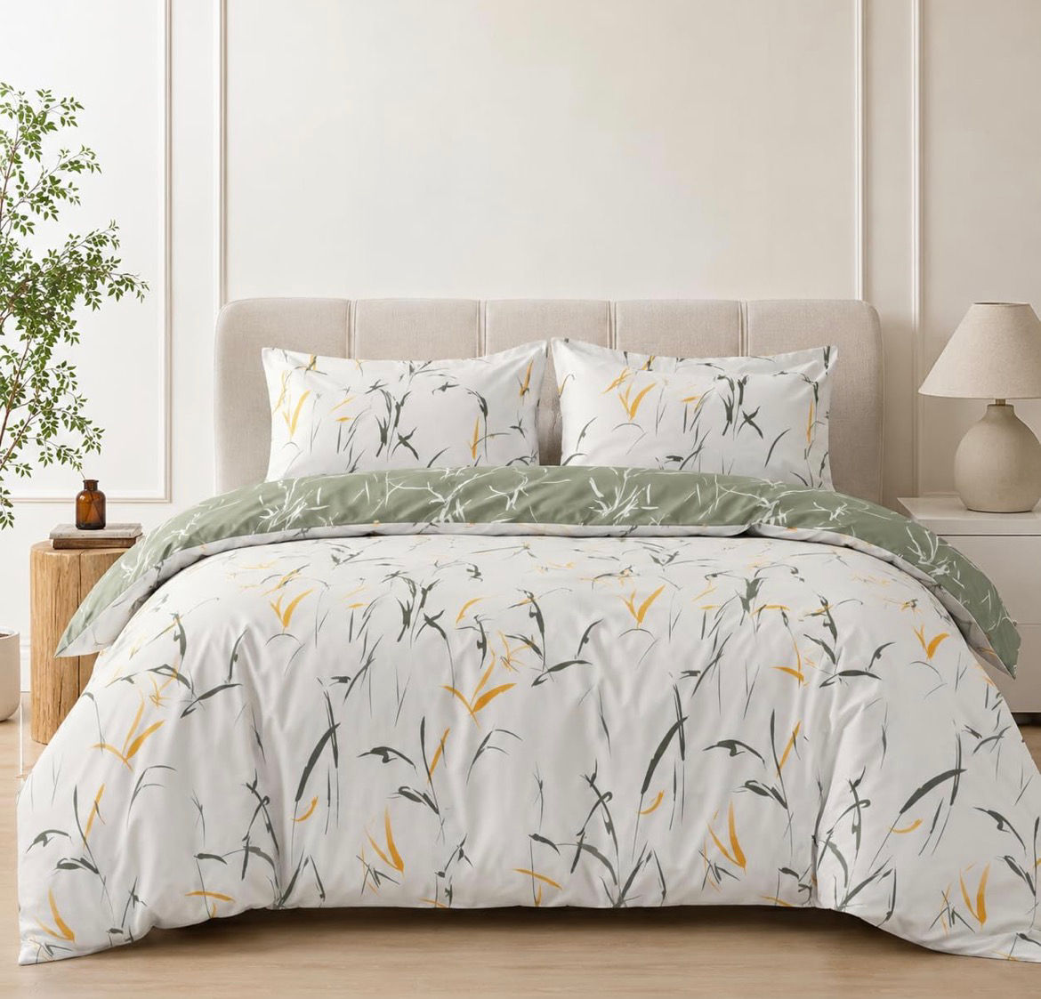 Luxurious Floral Brushed Microfibre Duvet Cover Set