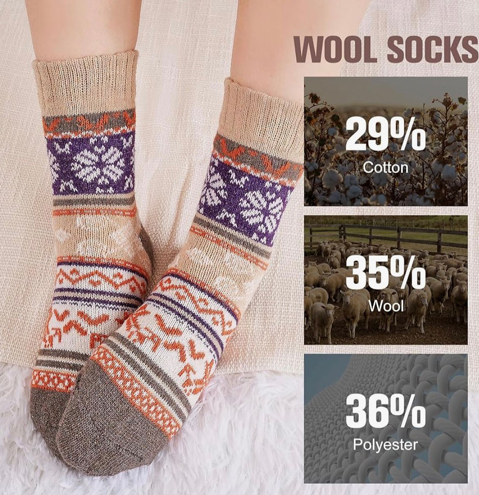 Thumbnail: Women’s Wool Blend Thermal Socks – Warm Winter Crew Socks UK 4–8