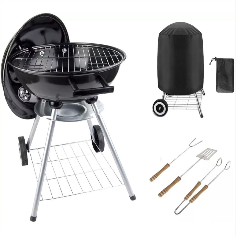 Portable 43cm Round Kettle Charcoal BBQ Grill with Lid