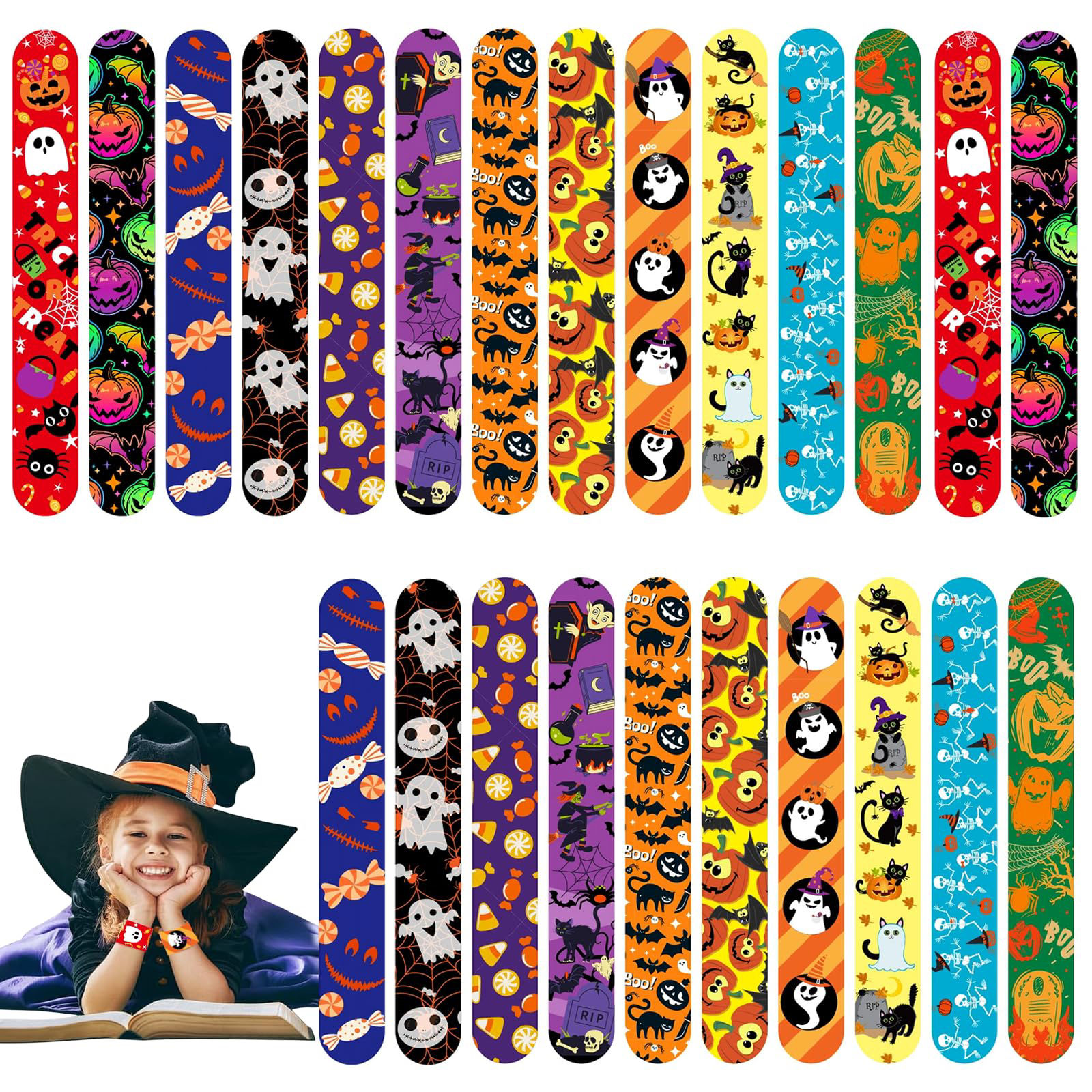 24Pcs Halloween Slap Bracelets