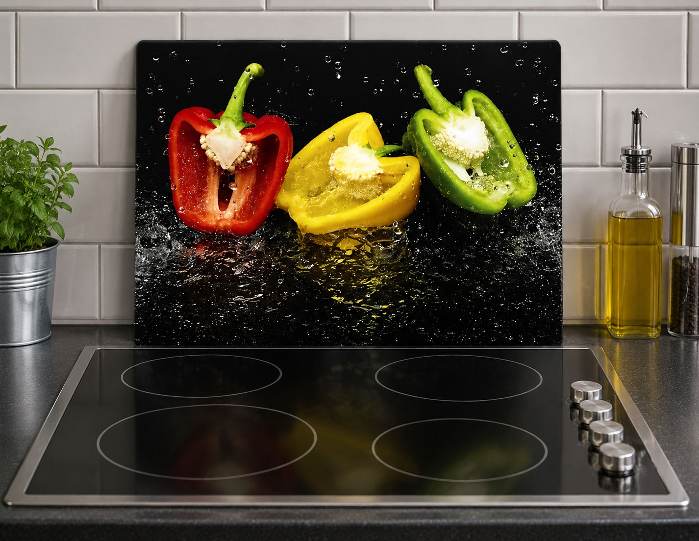 Black Glass Chopping Board Pepper Cutting Board/Worktop Saver 40x30cm(Approx.)