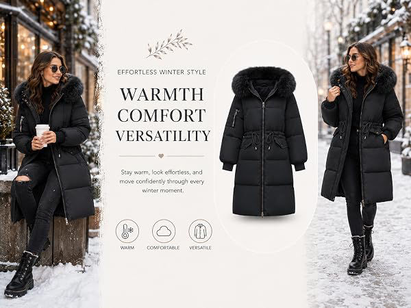 Thumbnail: Women’s Beauty Red Fur Hooded Puffer Coat