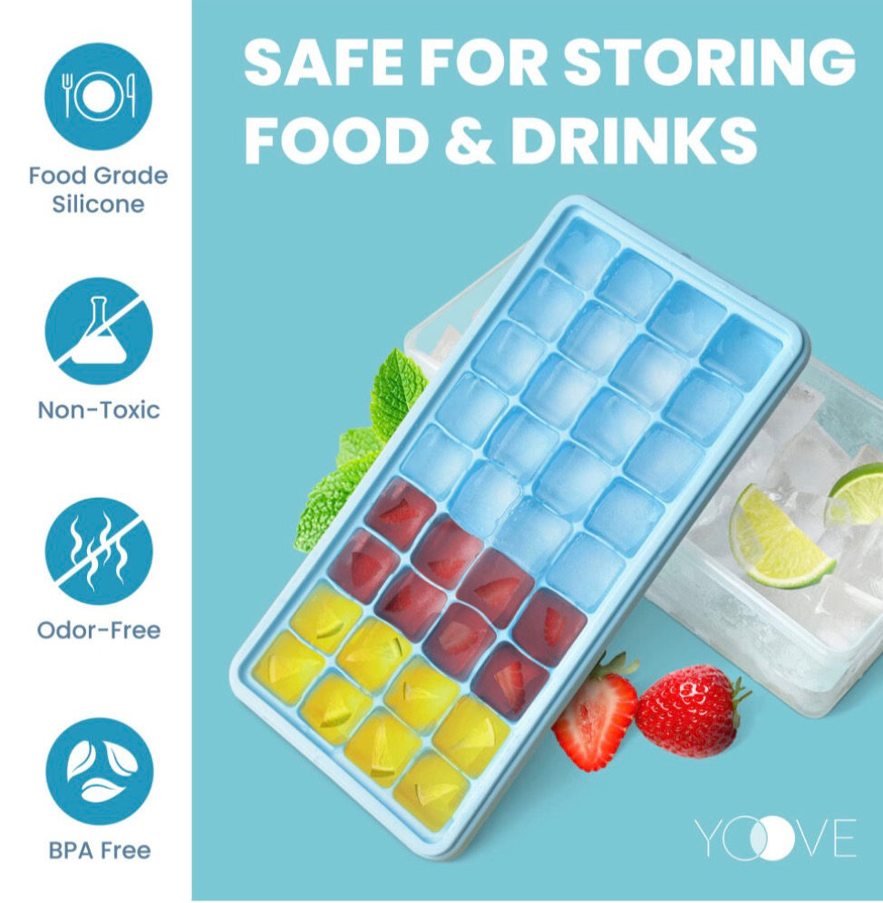 Thumbnail: Ice Cube Maker Tray with Lid, Storage Bin & Scoop – 4 Piece Set