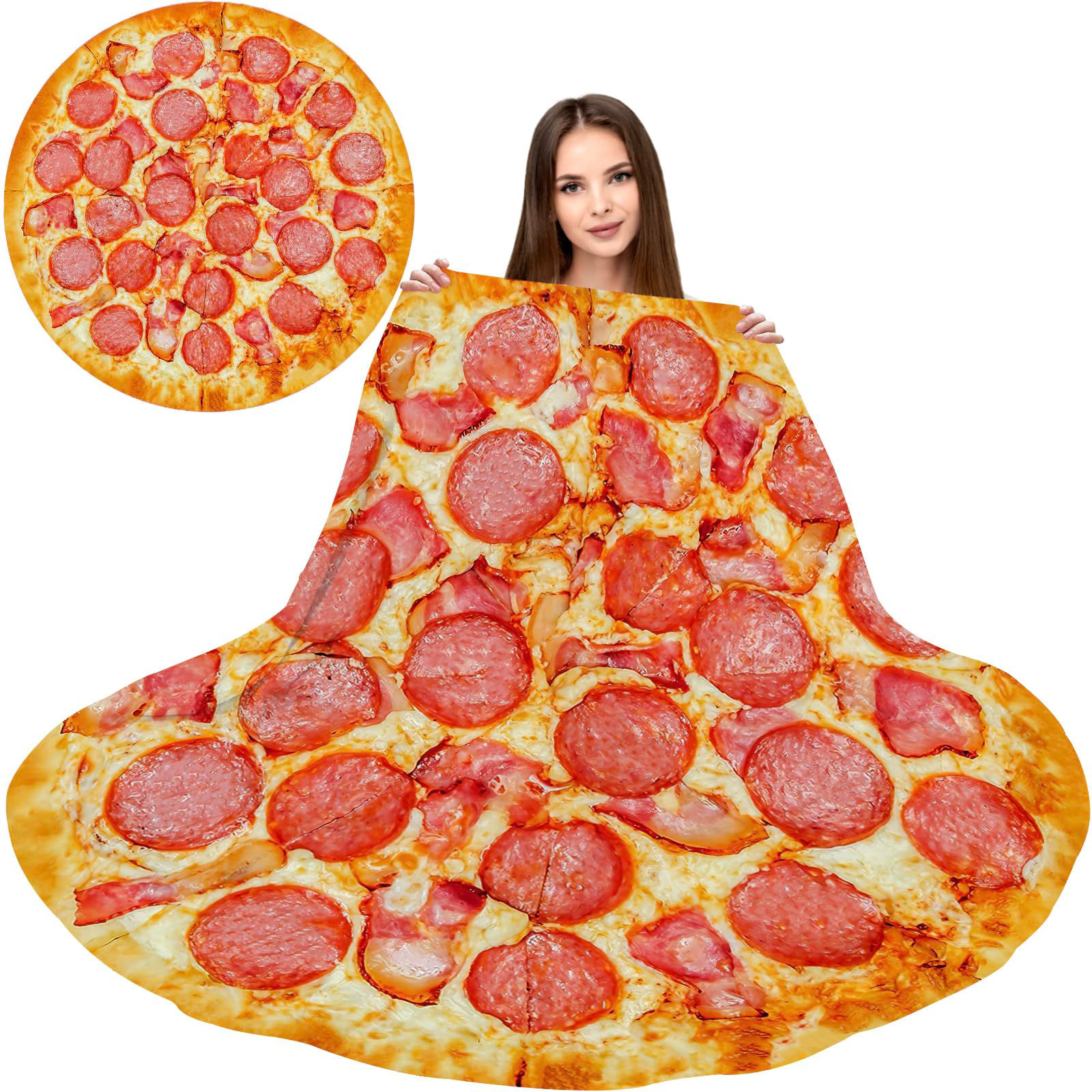 Pizza Wrap Round Throw Blanket