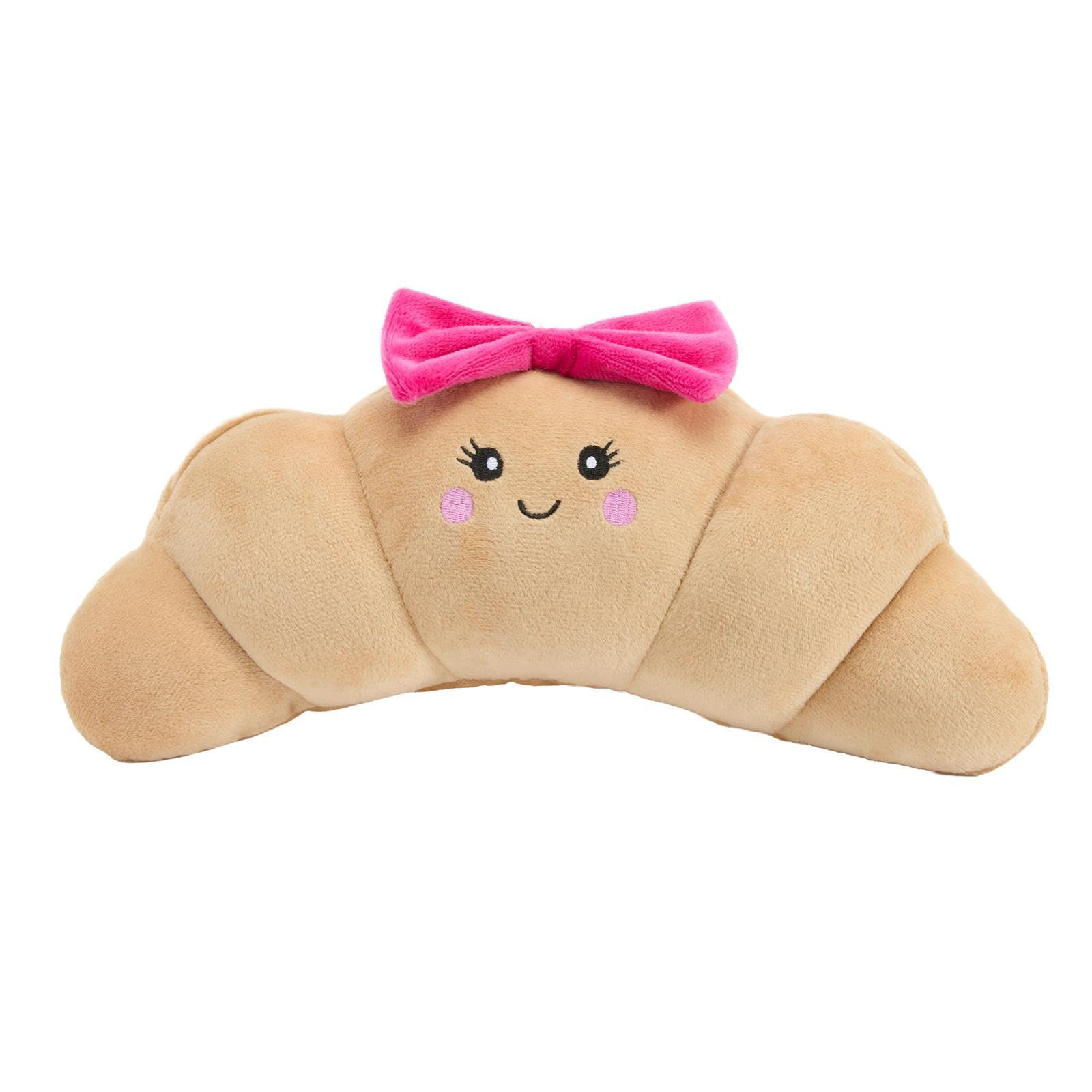 Brown & Pink Bow Croissant Plush Microwavable Heat Pad