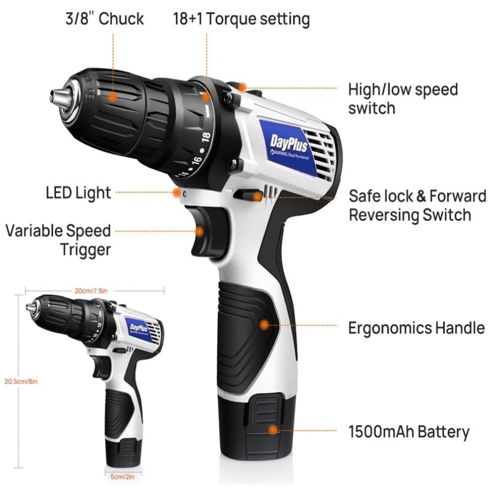 Thumbnail:     Cordless Drill Driver Set with Battery, Case & 23 Accessories (