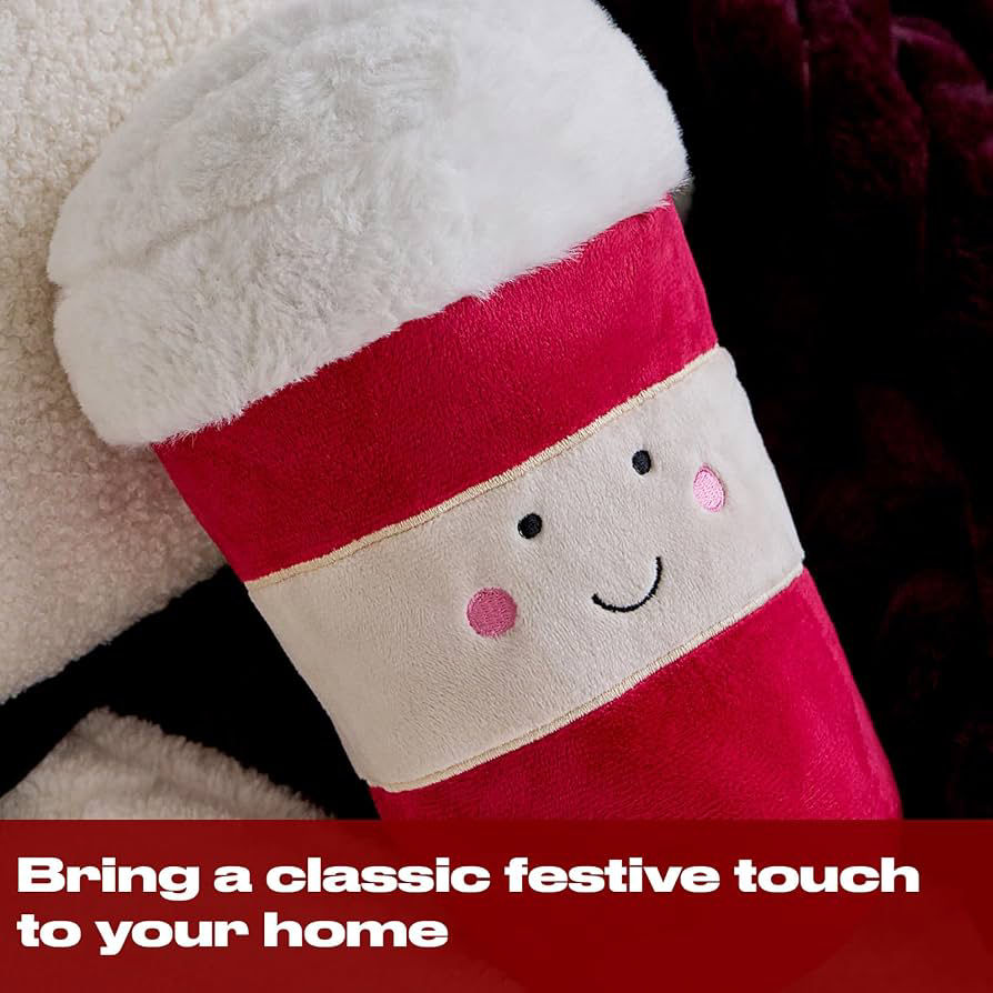 Thumbnail: Burgundy & White Coffee Cup Plush Microwavable Heat Pad
