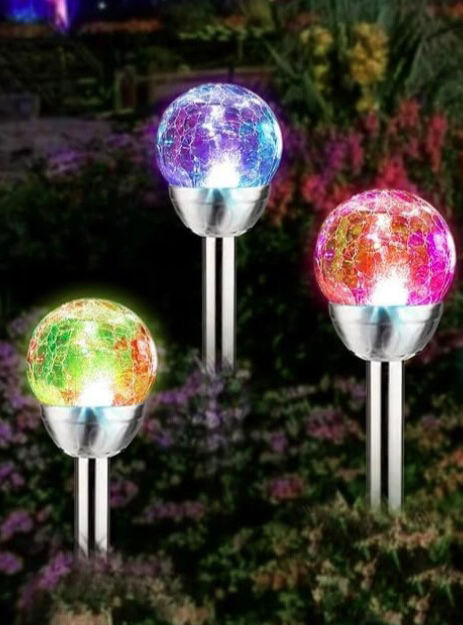 3 Pack Solar Cracked Glass Ball Lights