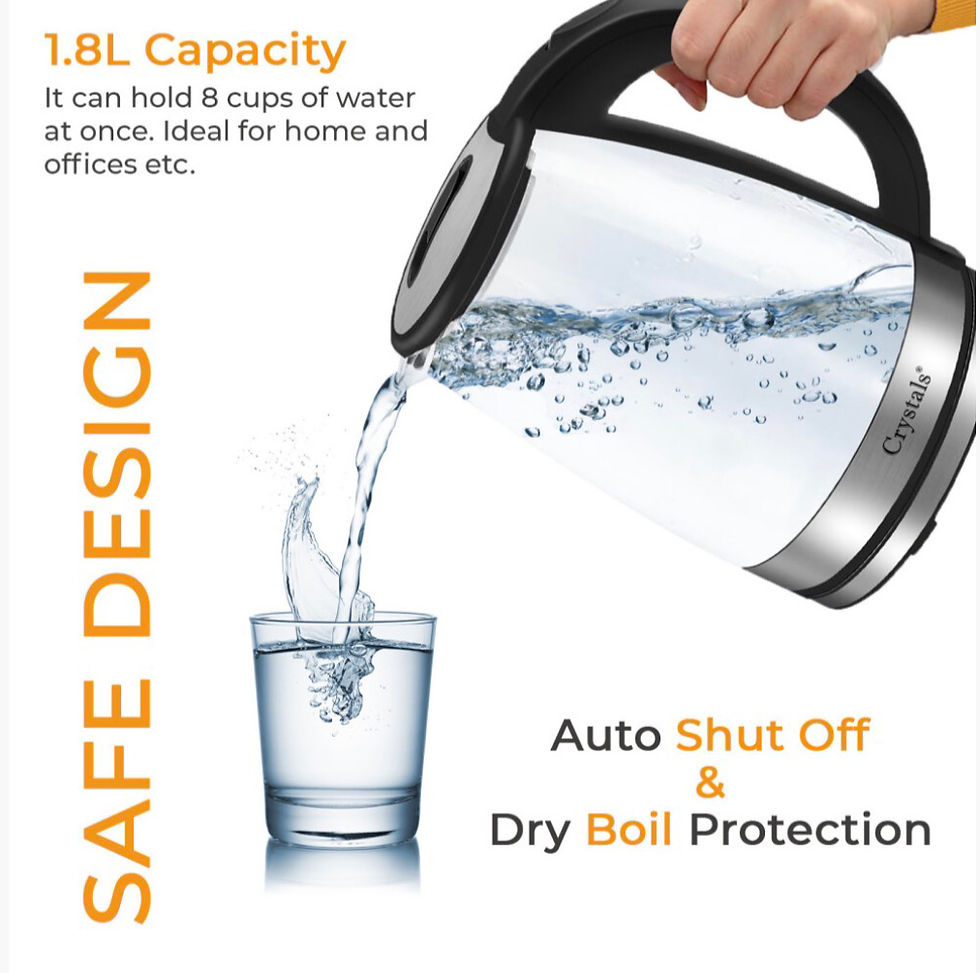 Thumbnail: 1.8L Glass Electric Kettle with Blue LED Light – 1500W