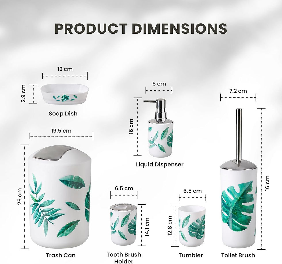 Thumbnail: 6 Piece Bathroom Accessories Set with Bin & Toilet Brush | Leaves