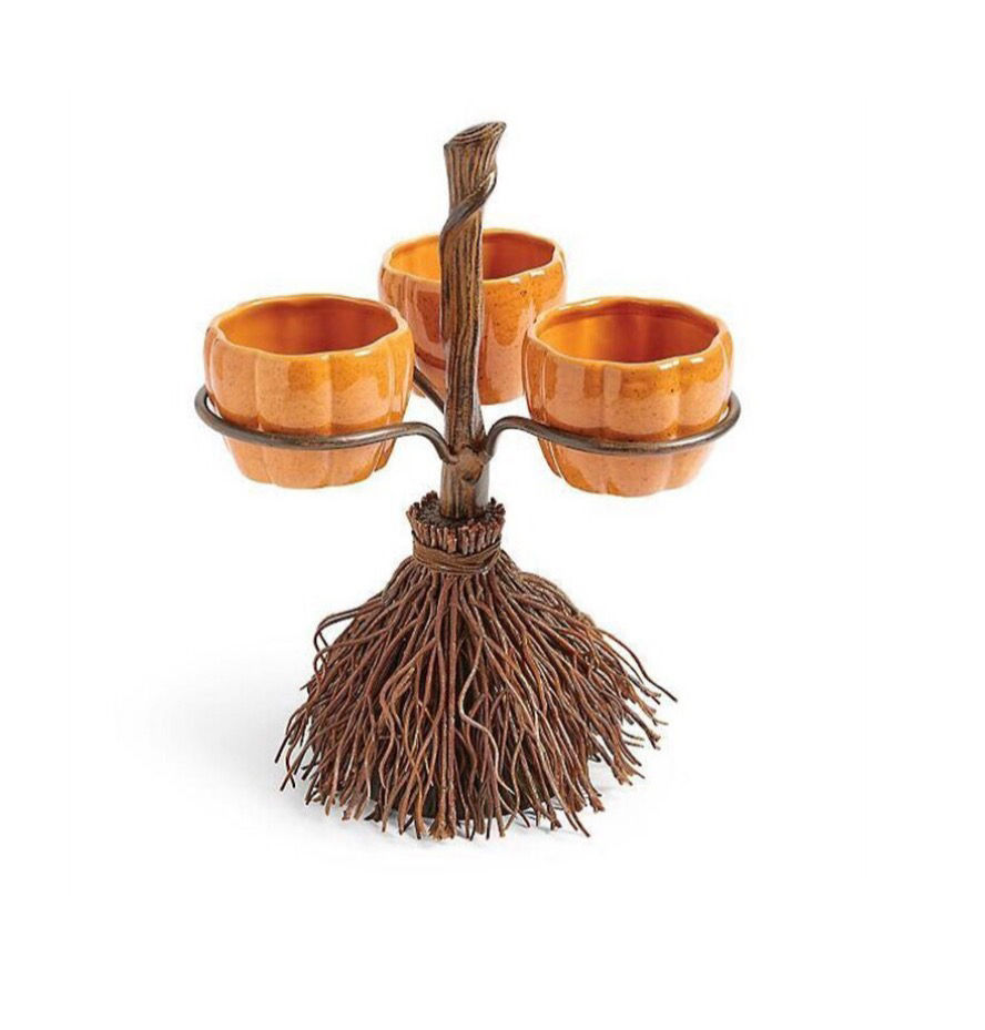 Thumbnail: Halloween Pumpkin Snack Bowl & Broom Dessert Serving Rack