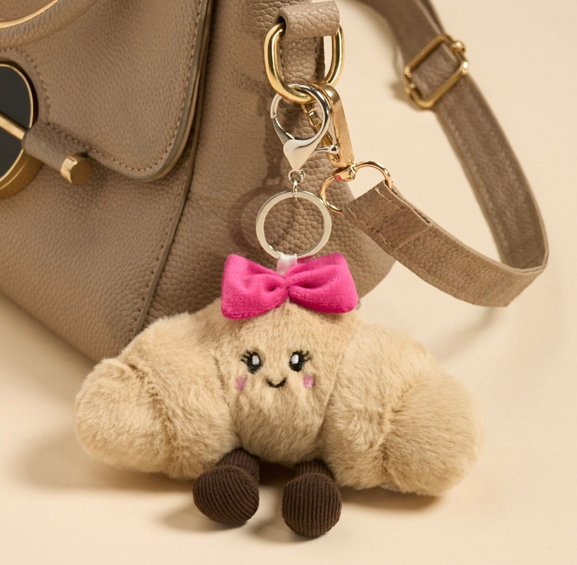 Chloe The Bow Croissant Plushie Keyring