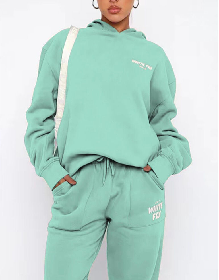 Women’s Logo Hoodie & Jogger Tracksuit Set – Light Green