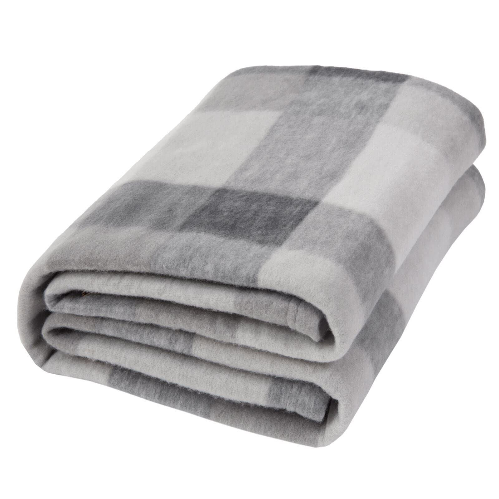 Grey Tartan Check Fleece Throw Blanket – King Size (200 x 240cm)