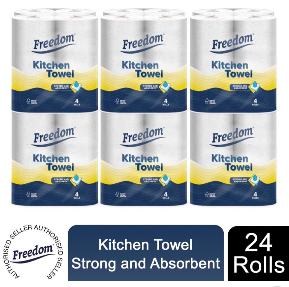 Freedom Super Strong & Absorbent MultiPurpose Kitchen Paper Roll, 24 Rolls