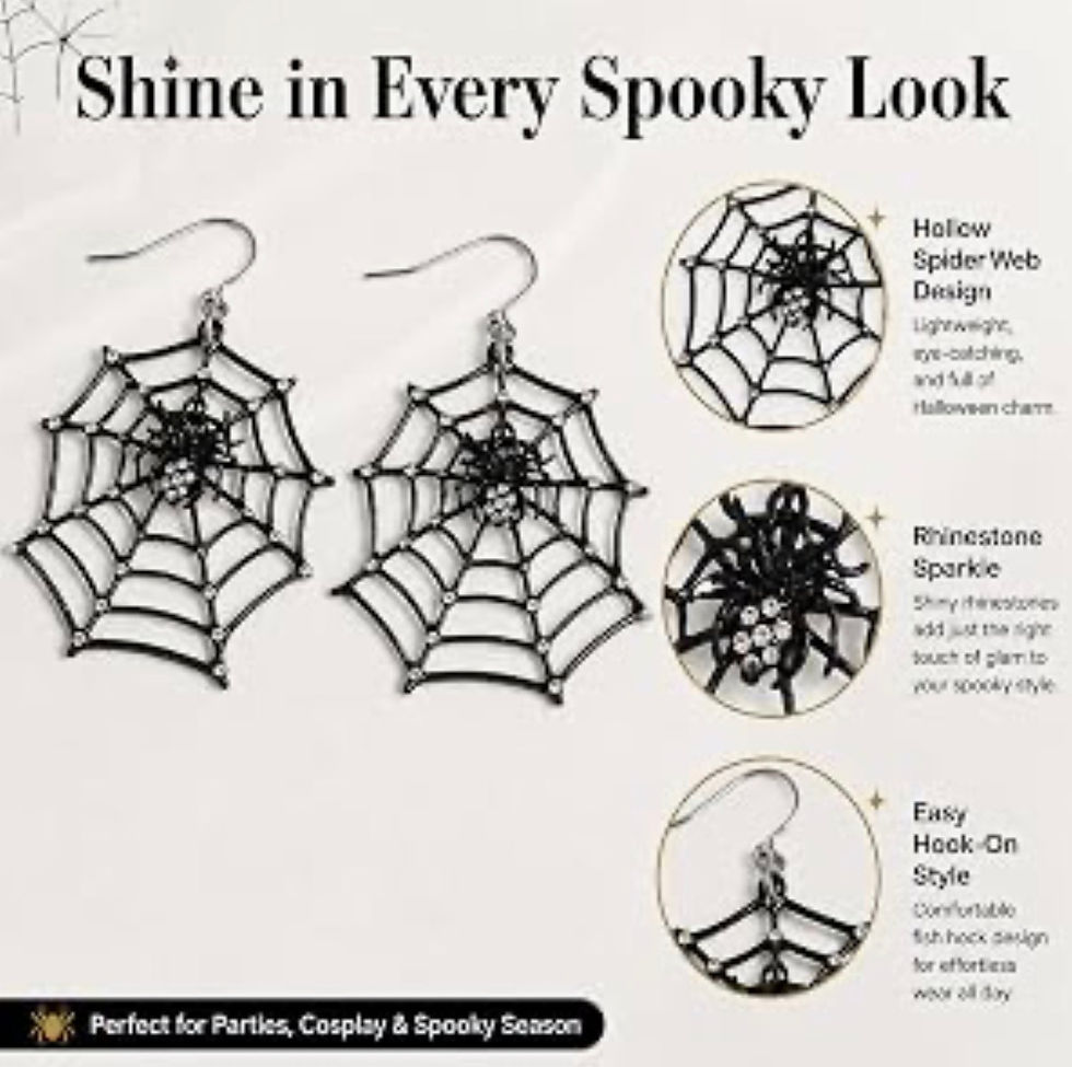 Thumbnail: Halloween Spider Web Earrings for Women – Black
