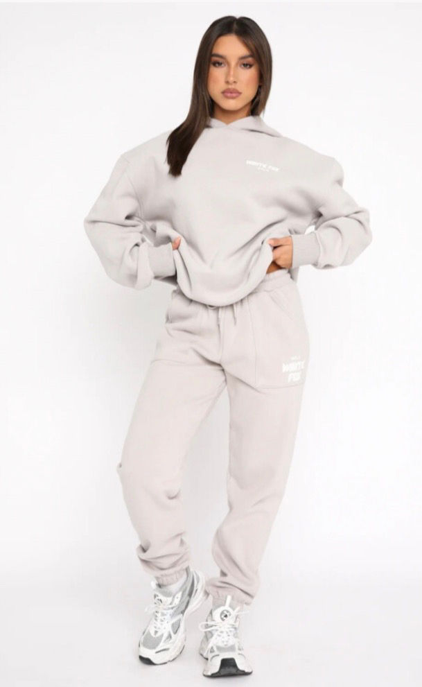 Women’s Logo Hoodie & Jogger Tracksuit Set – Beige