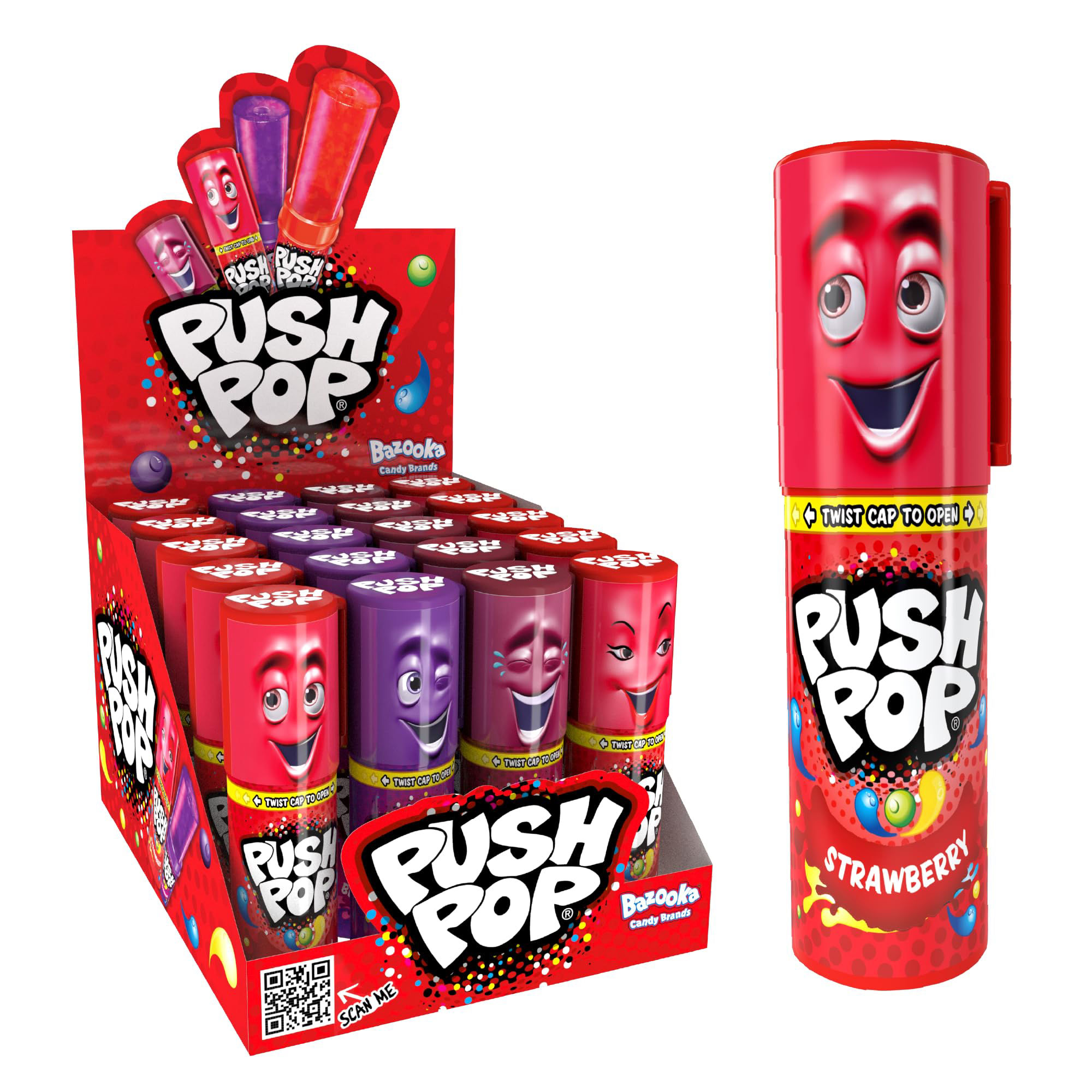 Push Pop Lollipops Pack of 20 – Strawberry, Cola & Blackcurrant | Halal Sweets