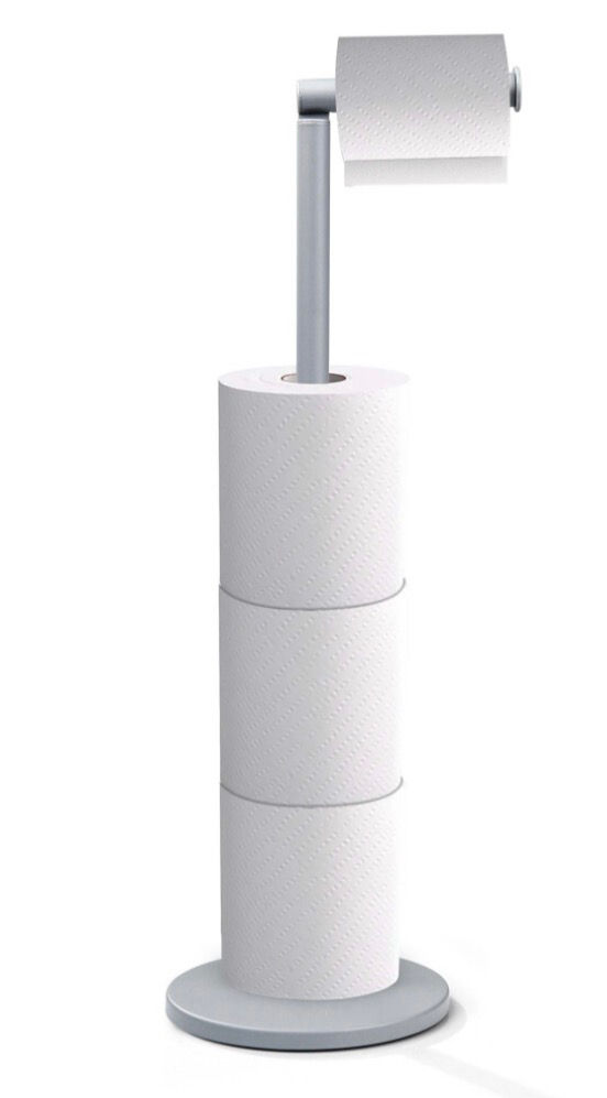 2-in-1 Freestanding Toilet Roll Holder & Storage Stand – Grey