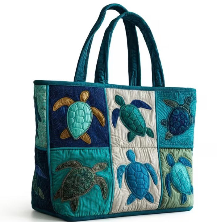 Thumbnail: Large Capacity Sea Turtle Patchwork Tote Bag