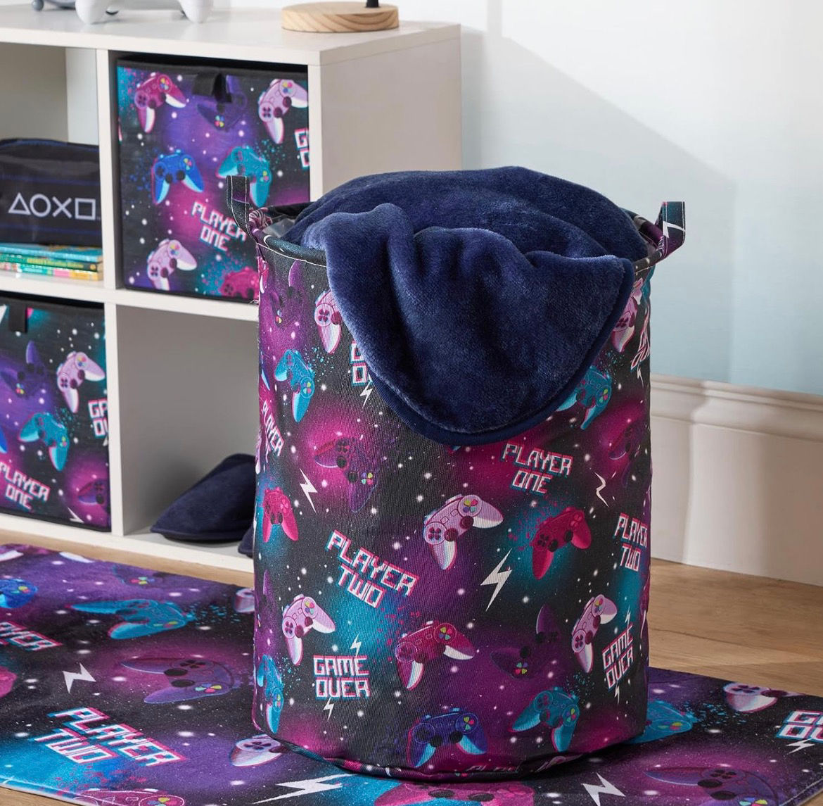 Gaming Print Storage Basket – Foldable Laundry & Toy Basket