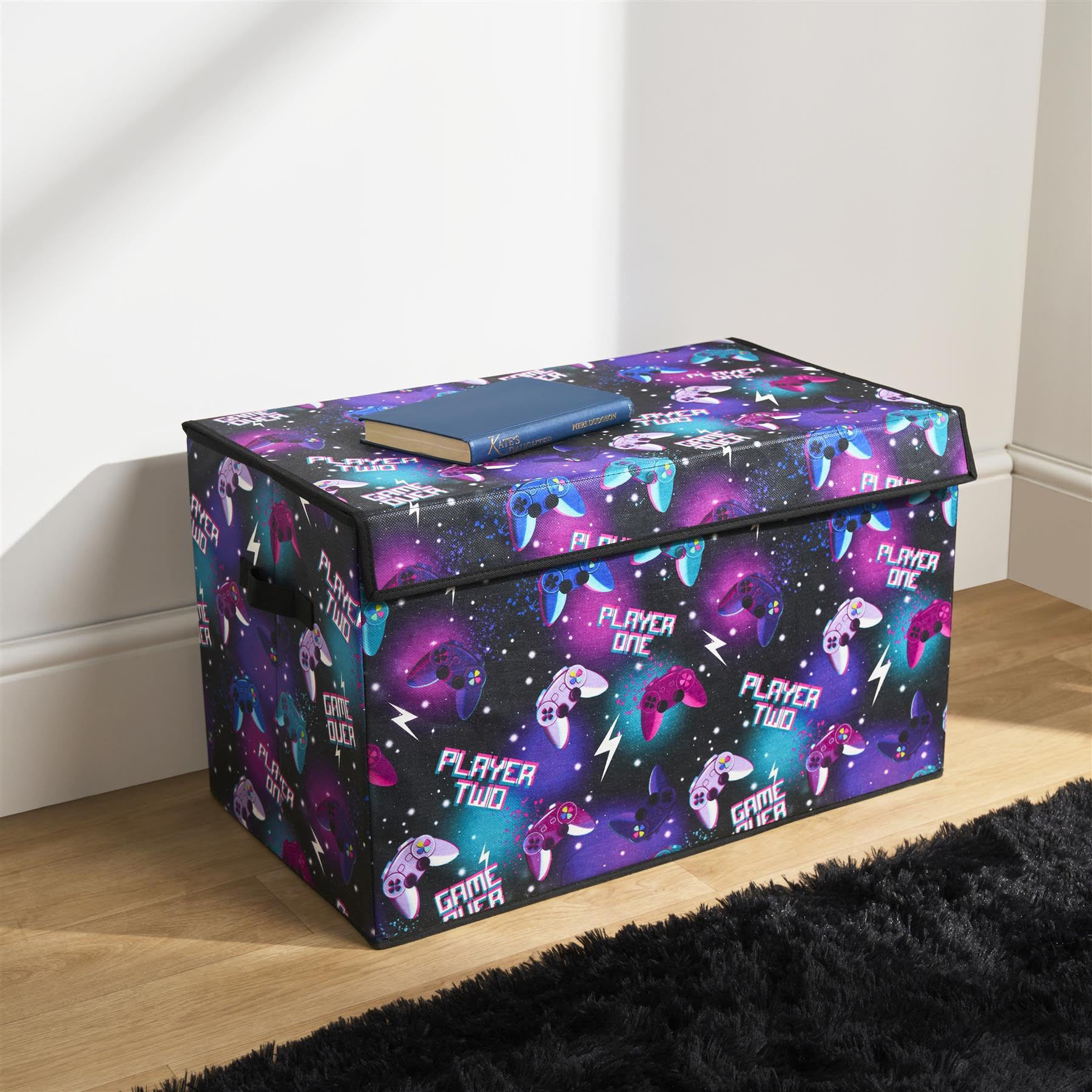 Neon Gaming Foldable Storage Box with Lid – Large Fabric Storage Organiser