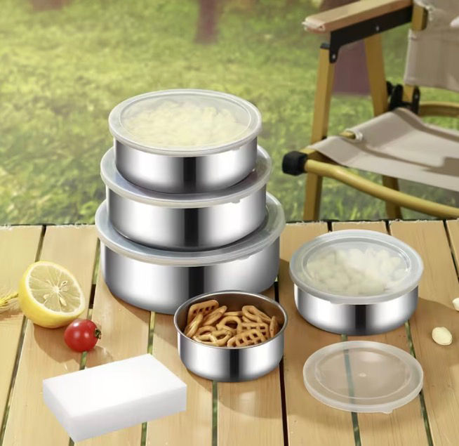 Thumbnail: 5 Piece Stainless Steel Food Storage Container Set with Lids