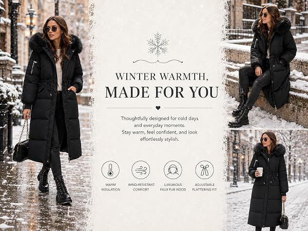 Thumbnail: Women’s Khaki Fur Hooded Puffer Coat