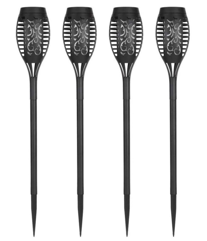 4pk Flickering Flame-Style Garden Solar Lights