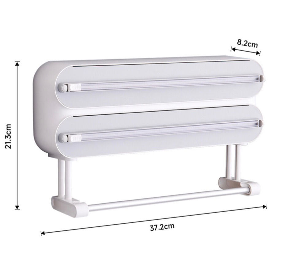 Thumbnail: Dual-Layer Magnetic Plastic Wrap Dispenser with Cutter